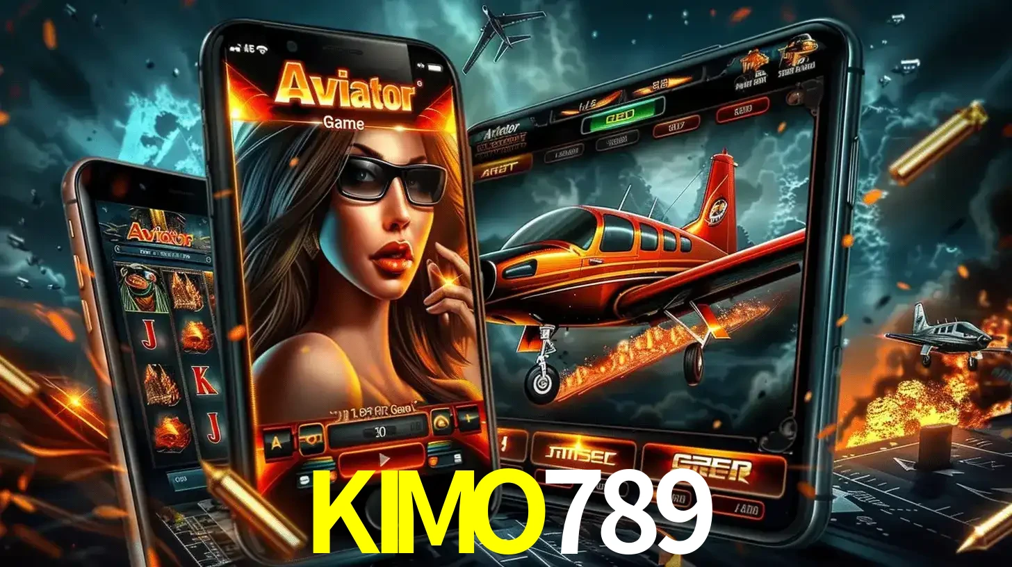 O popular jogo de apostas Aviator exibido em vários celulares e tablets, mostrando a interface emocionante e a ação de voo disponíveis para jogar agora no KIMO789.