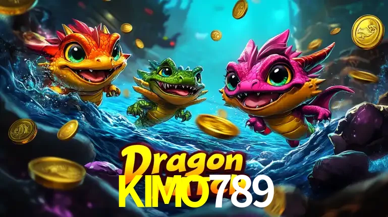 Arte promocional do jogo Dragon Hatch com três adoráveis dragões bebês nadando entre moedas de ouro, um dos slots mais divertidos para jogar no cassino KIMO789.