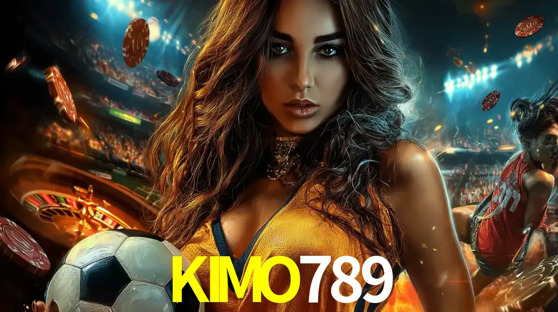 Mulher segurando uma bola de futebol em uma montagem que mistura a paixão esportiva com a emoção da roleta de cassino, tudo disponível na plataforma KIMO789.
